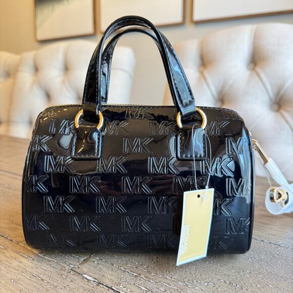 MICHAEL Michael Kors Mason Small Duffle Crossbody Patent Leather NWT $258 - Picture 1 of 16